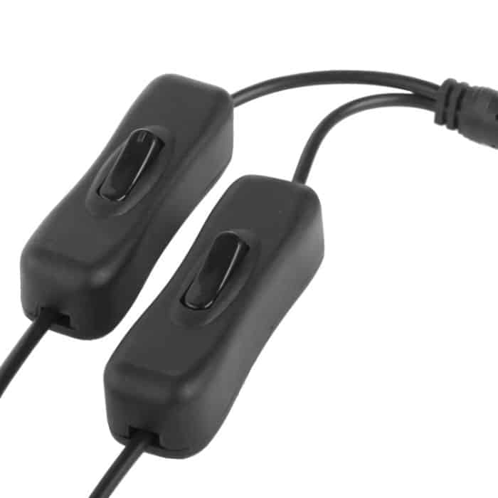 5,5 x 2,1 mm Buchse an 2x Stecker Gleichstromkabelstecker mit Schalter für LED-Streifen, Länge: 30 cm (schwarz) – Bild 4