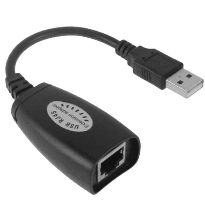 USB 2.0 CAT5 / CAT5E / CAT6 RJ45 bis 4 USB Ethernet Extender LAN-Verlängerungskabel-Repeater-Adapter – Bild 3