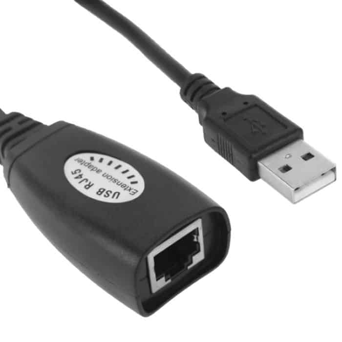 USB 2.0 CAT5 / CAT5E / CAT6 RJ45 bis 4 USB Ethernet Extender LAN-Verlängerungskabel-Repeater-Adapter – Bild 5