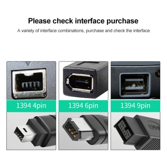 Firewire 800 IEEE1394B 9-poliges 9-poliges Steckerkabel, Länge: 1,8 m (schwarz) – Bild 4