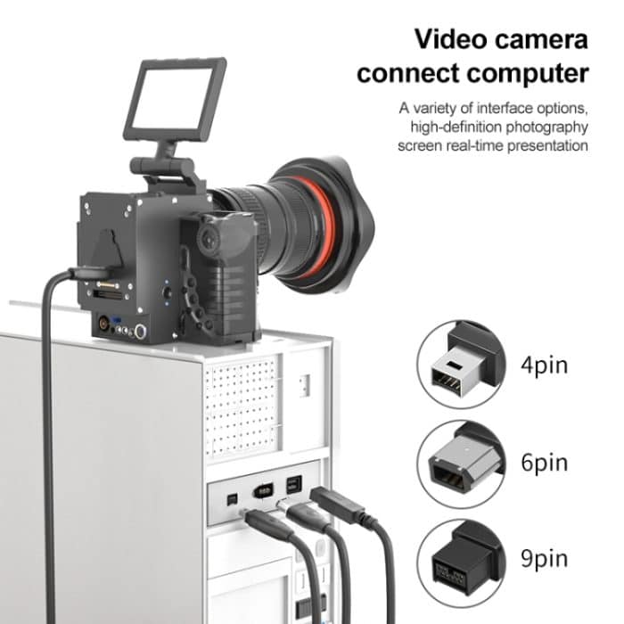 Firewire 800 IEEE1394B 9-poliges 9-poliges Steckerkabel, Länge: 1,8 m (schwarz) – Bild 5