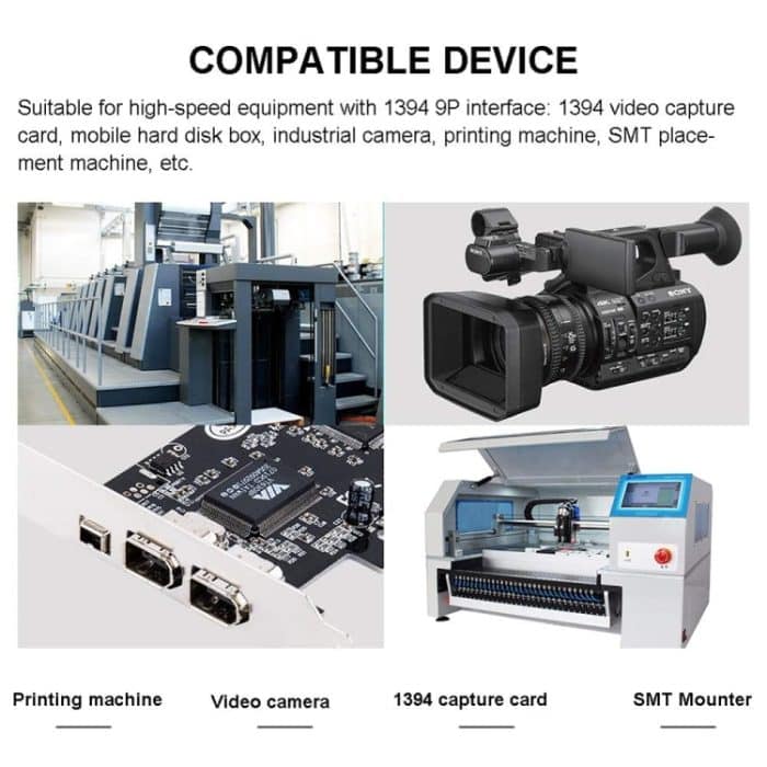 Firewire 800 IEEE1394B 9-poliges 9-poliges Steckerkabel, Länge: 1,8 m (schwarz) – Bild 6