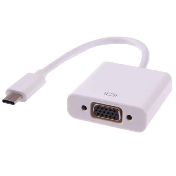 USB-C / Typ C 3.1 zu VGA Adapterkabel mit mehreren Anzeigen, Für Macbook 12 Zoll / Chromebook Pixel 2015 (Weiß) – Bild 1