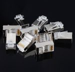Hochwertiger geschirmter RJ45-Stecker Cat5 8P8C Lan Connector Network (100 Stück in einer Verpackung, der Preis gilt für 100 Stück) (Silber) – Bild 2