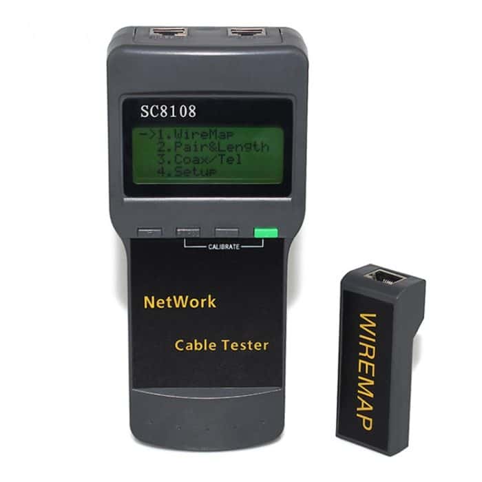 Tragbarer drahtloser Netzwerkkabeltester SC8108 LCD-Digital-PC-Datennetzwerk CAT5 RJ45 LAN-Telefonkabeltester (grau) – Bild 2