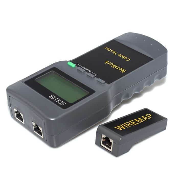 Tragbarer drahtloser Netzwerkkabeltester SC8108 LCD-Digital-PC-Datennetzwerk CAT5 RJ45 LAN-Telefonkabeltester (grau) – Bild 4
