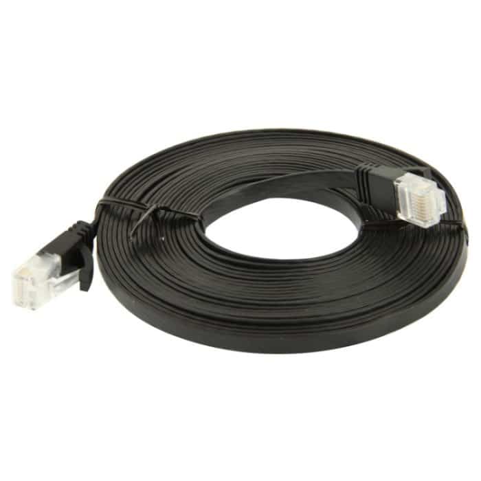 CAT6 Ultradünnes Flat-Ethernet-Netzwerk-LAN-Kabel, Länge: 5 m (schwarz) – Bild 4