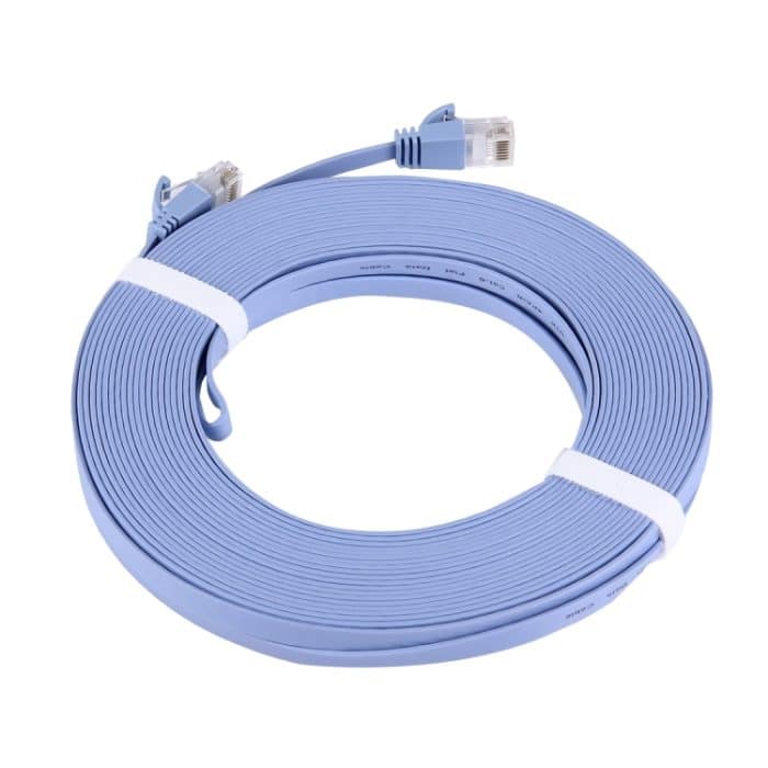 CAT6 Ultradünnes Flat Ethernet-Netzwerk-LAN-Kabel, Länge: 15 m (blau) – Bild 1