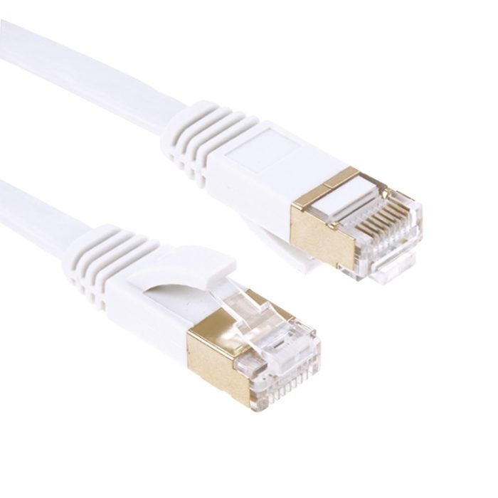 S-PC-0879A.jpg Vergoldeter Kopf CAT7 Hochgeschwindigkeits-10-Gbit/s-ultradünnes flaches Ethernet-Netzwerk-LAN-Kabel, 1m, 2m, 3m, 5m, 10m, 15m, 20m, 25m, 30m – Bild 1