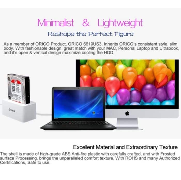 ORICO 6619US3 5 Gbit/s Super Speed USB 3.0 zu SATA Festplatten-Dockingstation für 2,5 Zoll / 3,5 Zoll Festplatten, 6619US3 – Bild 10