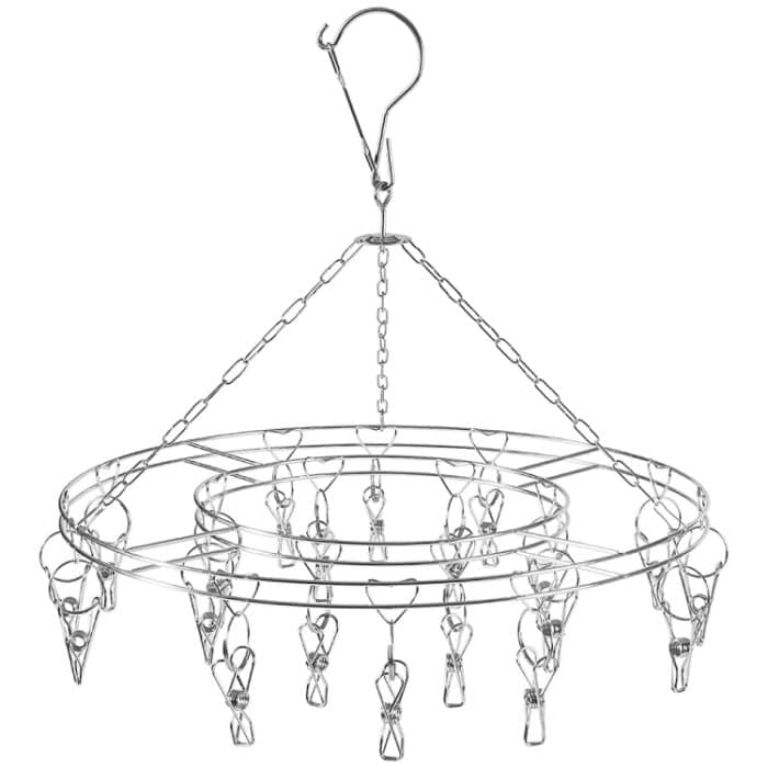 Runder Kleiderbügel aus Edelstahl mit 20 Clips – Bild 1