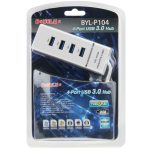 4 Ports USB 3.0 Hub Splitter mit LED, Super Speed 5 Gbit/s, BYL-P104, USB 3.0 (White), USB 3.0 (Black) – Bild 4