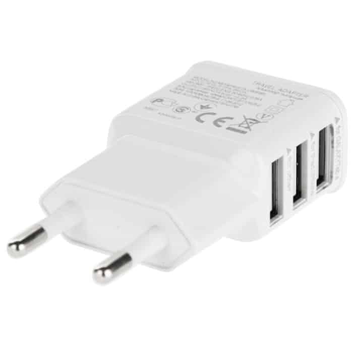 5V 2A EU Plug 3 USB-Ladeadapter, Für iPhone, Galaxy, Huawei, Xiaomi, LG, HTC und andere Smartphones (Weiß) – Bild 3