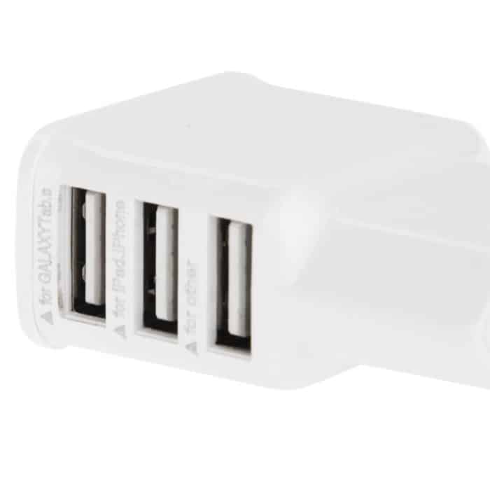 5V 2A EU Plug 3 USB-Ladeadapter, Für iPhone, Galaxy, Huawei, Xiaomi, LG, HTC und andere Smartphones (Weiß) – Bild 4