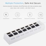 7 Ports USB Hub 2.0 USB Splitter High Speed 480 Mbit/s mit EIN/AUS-Schalter / 7 LEDs, 7 Ports (White), 7 Ports (Black) – Bild 8