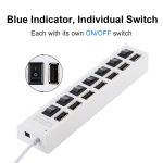 7 Ports USB Hub 2.0 USB Splitter High Speed 480 Mbit/s mit EIN/AUS-Schalter / 7 LEDs, 7 Ports (White), 7 Ports (Black) – Bild 9