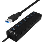 7 Ports USB 3.0-Hub mit individuellen Schalter für jeden Datenübertragungsport (schwarz) – Bild 2