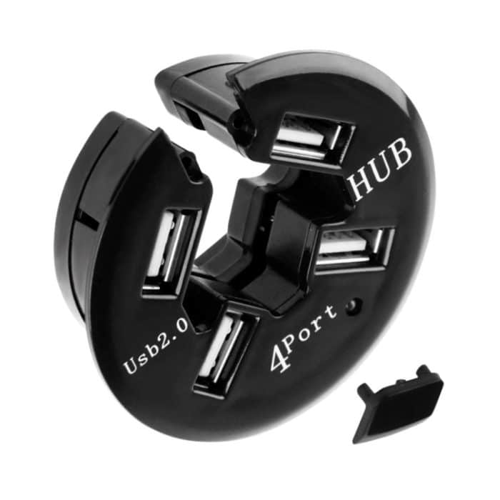 4 Anschlüsse USB HUB 2.0 USB Splitter Adapter mit Staubschutzschale (schwarz) – Bild 1