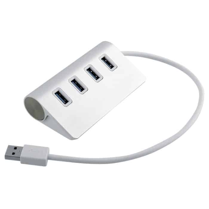 Hochgeschwindigkeits-5-Gbit/s-USB-3.0-HUB mit 4 Anschlüssen, tragbarer USB-Splitter aus Aluminium, unterstützt 2 TB, 4 Ports (Silver) – Bild 2