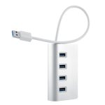 Hochgeschwindigkeits-5-Gbit/s-USB-3.0-HUB mit 4 Anschlüssen, tragbarer USB-Splitter aus Aluminium, unterstützt 2 TB, 4 Ports (Silver) – Bild 3