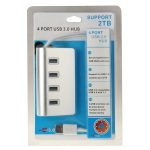 Hochgeschwindigkeits-5-Gbit/s-USB-3.0-HUB mit 4 Anschlüssen, tragbarer USB-Splitter aus Aluminium, unterstützt 2 TB, 4 Ports (Silver) – Bild 6