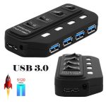 4 Ports USB 3.0-Nabe mit individuellen Schalter für jeden Datenübertragungsport (schwarz) – Bild 2
