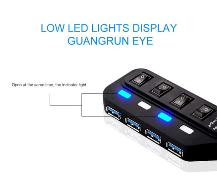 4 Ports USB 3.0-Nabe mit individuellen Schalter für jeden Datenübertragungsport (schwarz) – Bild 6