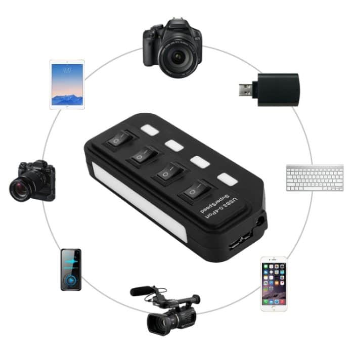 4 Ports USB 3.0-Nabe mit individuellen Schalter für jeden Datenübertragungsport (schwarz) – Bild 7