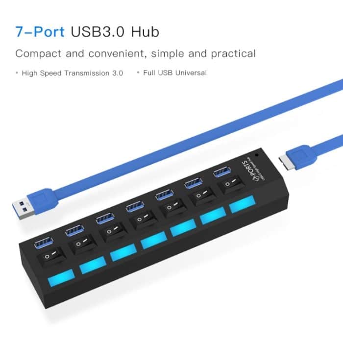7 Ports USB 3.0 HUB, Super Speed 5 Gbit/s, Plug and Play, unterstützt 1 TB, 7 Ports (Black), 7 Ports (White) – Bild 2