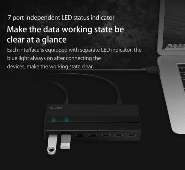 Orico H7928-U2-V1 Desktop 7 Anschlüsse USB 2.0-Hub mit Netzteil (schwarz) – Bild 12