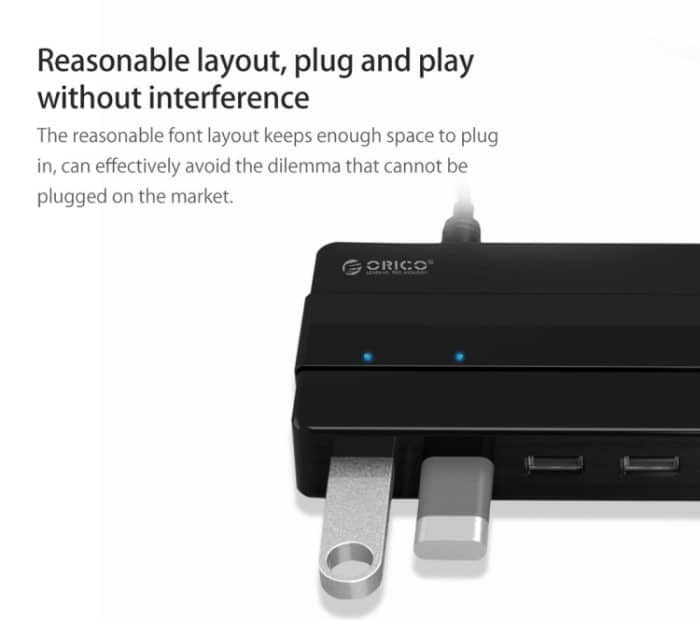 Orico H7928-U2-V1 Desktop 7 Anschlüsse USB 2.0-Hub mit Netzteil (schwarz) – Bild 8