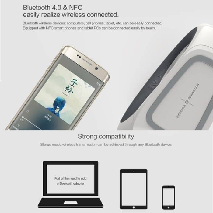 NILLKIN MC1 CE / RoHs / FCC-zertifizierter kabelloser QI-Standard-Ladesender + Bluetooth-Lautsprecher, US-Stecker, Für iPhone, Galaxy, Sony, Lenovo, HTC, Huawei, Google, LG, Xiaomi und andere Smartphones – Bild 10