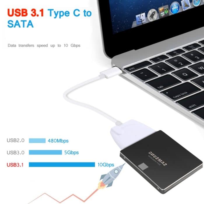 USB-C / Typ C bis 22-poliger SATA-Festplattenadapter-Kabelkonverter, Gesamtlänge: ca. 23 cm – Bild 5