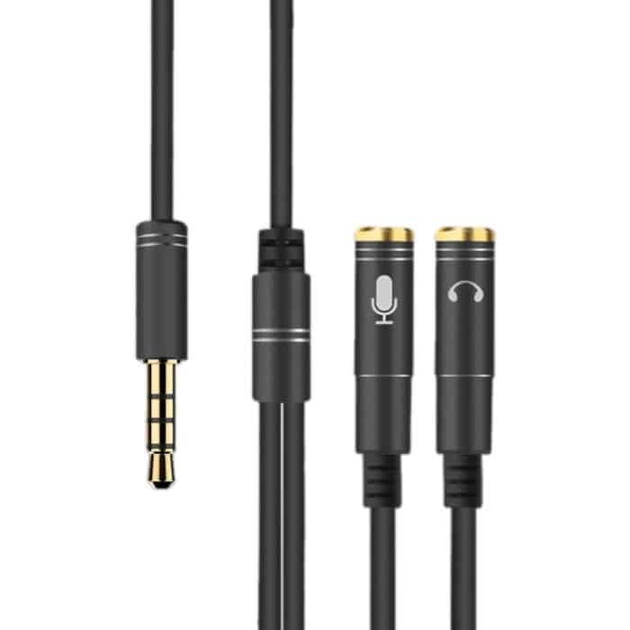 2-in-1 3,5-mm-Stecker auf doppelte 3,5-mm-Buchse, hochelastischer TPE-Audiokabel-Splitter, Kabellänge: 32 cm – Bild 1