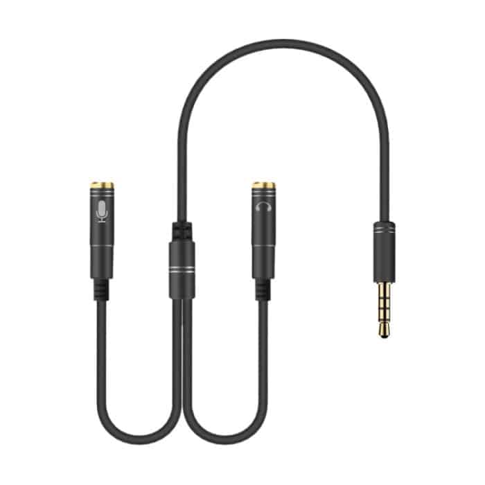 2-in-1 3,5-mm-Stecker auf doppelte 3,5-mm-Buchse, hochelastischer TPE-Audiokabel-Splitter, Kabellänge: 32 cm – Bild 2