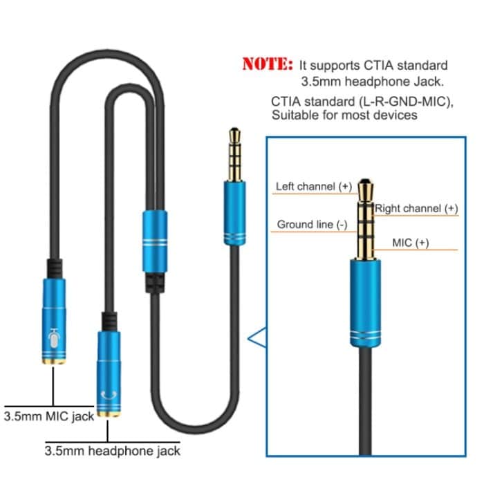2-in-1 3,5-mm-Stecker auf doppelte 3,5-mm-Buchse, hochelastischer TPE-Audiokabel-Splitter, Kabellänge: 32 cm – Bild 5