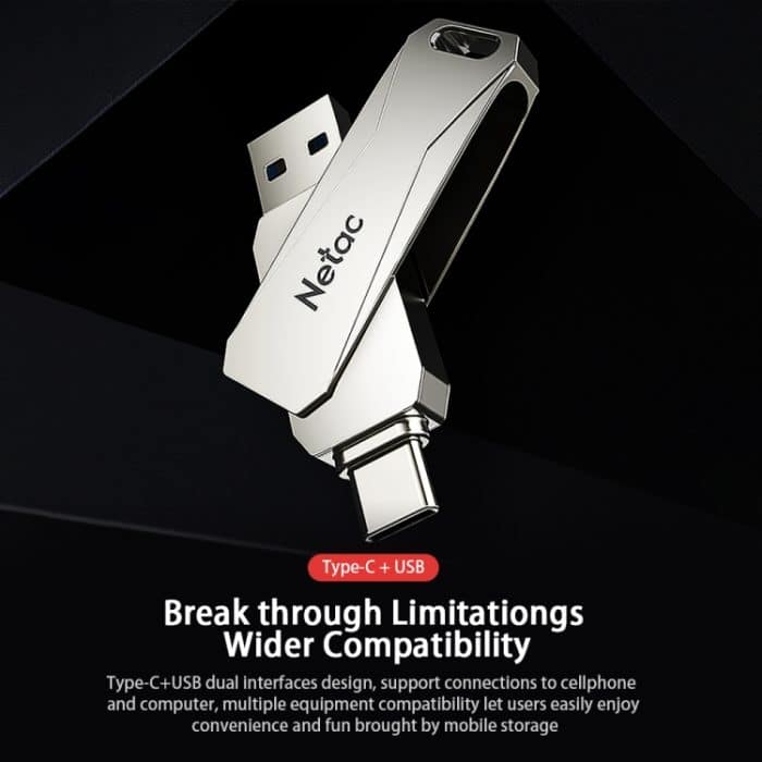 Netac U782C 128 GB USB-C / Typ C + USB 3.0 360 Grad Drehung Zinklegierung Flash-Laufwerk OTG U Disk – Bild 5