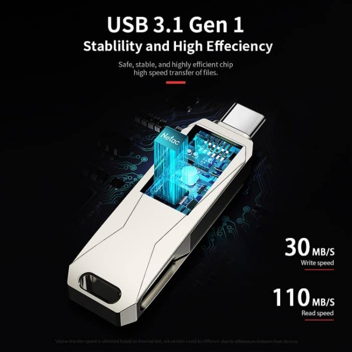 Netac U782C 128 GB USB-C / Typ C + USB 3.0 360 Grad Drehung Zinklegierung Flash-Laufwerk OTG U Disk – Bild 6