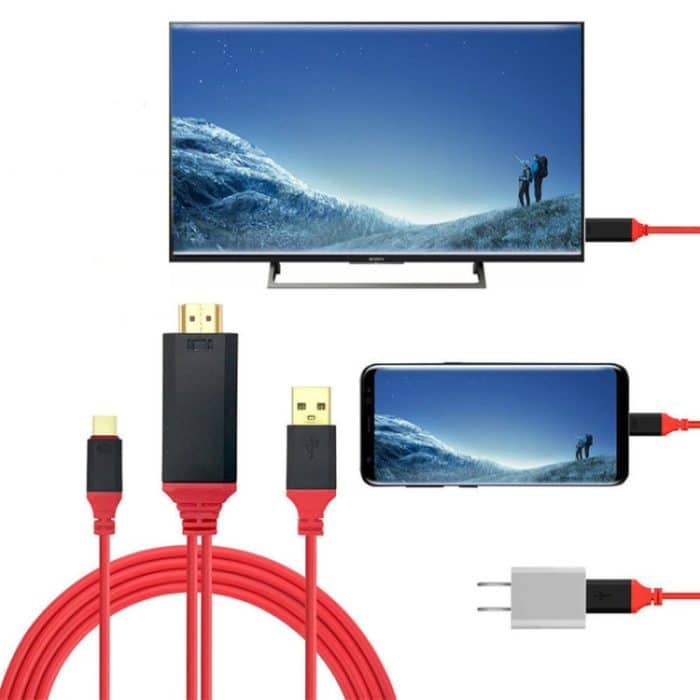 2-in-1-USB-C / Typ-C + USB-Netzteilschnittstelle für 4K x 2K Ultra HD HDMI-Videokabel, Länge: 2 m – Bild 6