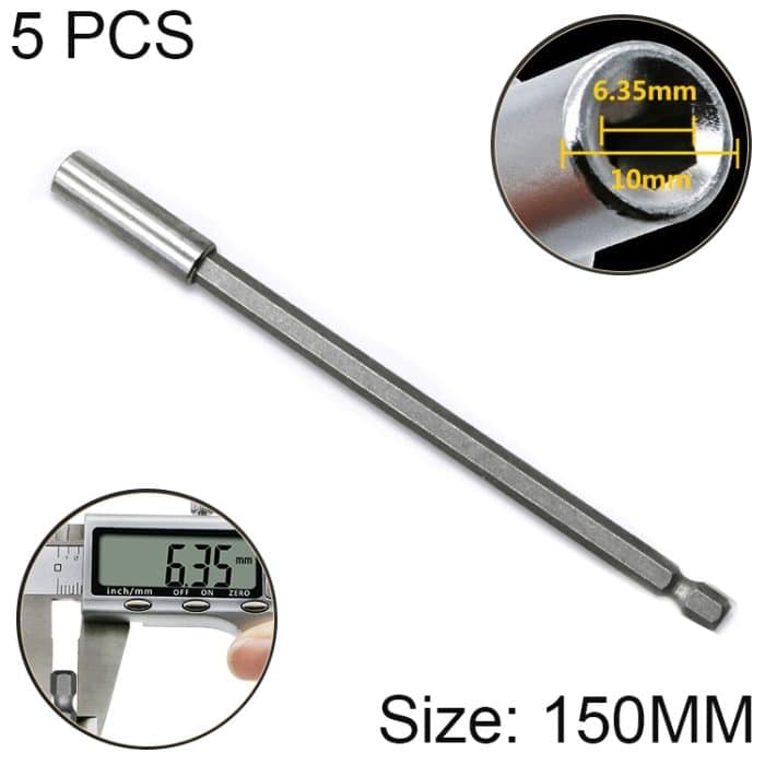 5 PCS 1/4 Elektro-Batchkopf Hochmagnetischer Pleuel Pistol Drill Extension Rod Sleeve Schnelldrehgelenk, Länge: 150 mm – Bild 1