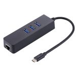 USB-C / Typ C bis 3 USB 3.0-Anschlüsse HUB + RJ45-Hochgeschwindigkeits-Gigabit-Ethernet-Adapter Multifunktions-LAN-Adapter