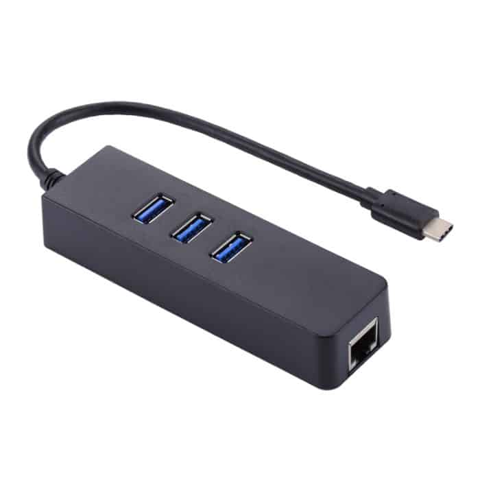USB-C / Typ C bis 3 USB 3.0-Anschlüsse HUB + RJ45-Hochgeschwindigkeits-Gigabit-Ethernet-Adapter Multifunktions-LAN-Adapter – Bild 2
