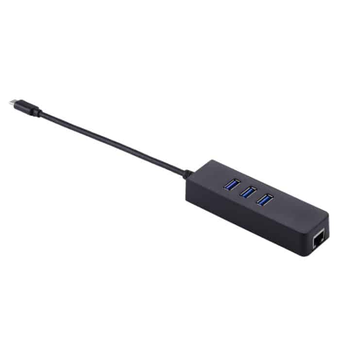USB-C / Typ C bis 3 USB 3.0-Anschlüsse HUB + RJ45-Hochgeschwindigkeits-Gigabit-Ethernet-Adapter Multifunktions-LAN-Adapter – Bild 4