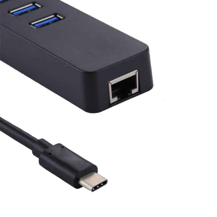 USB-C / Typ C bis 3 USB 3.0-Anschlüsse HUB + RJ45-Hochgeschwindigkeits-Gigabit-Ethernet-Adapter Multifunktions-LAN-Adapter – Bild 5