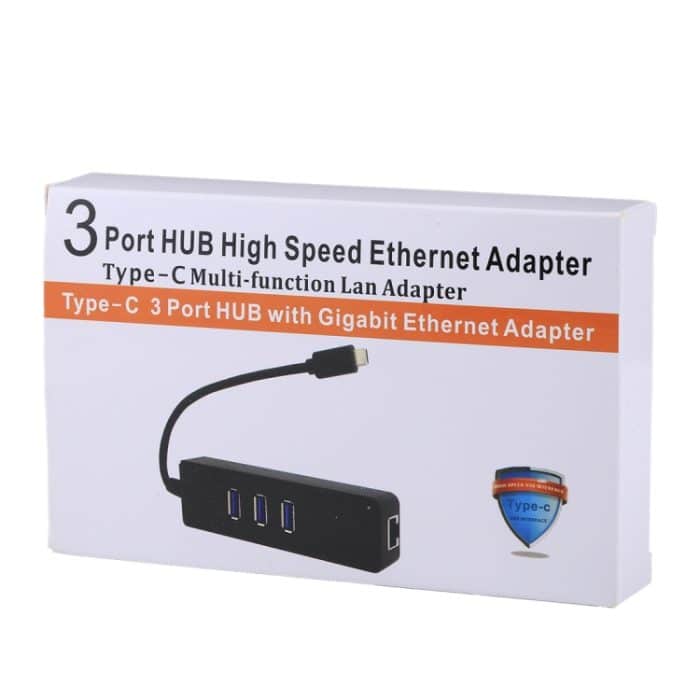 USB-C / Typ C bis 3 USB 3.0-Anschlüsse HUB + RJ45-Hochgeschwindigkeits-Gigabit-Ethernet-Adapter Multifunktions-LAN-Adapter – Bild 8