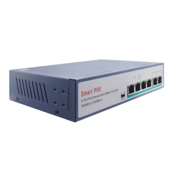 ESCAM POE 4+2 6-Port Fast Ethernet Switch 4-Port POE 10/100M 120W Netzwerk-Switch, Übertragungsentfernung: 150m, 6 Ports – Bild 2