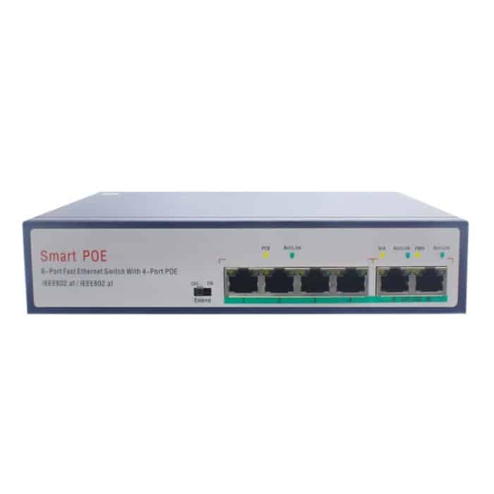 ESCAM POE 4+2 6-Port Fast Ethernet Switch 4-Port POE 10/100M 120W Netzwerk-Switch, Übertragungsentfernung: 150m, 6 Ports – Bild 4