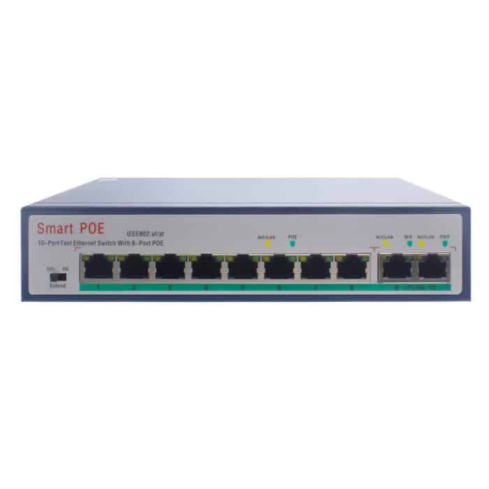 SPC3143B.jpg ESCAM POE 8+2 10-Port Fast Ethernet Switch 8-Port POE 10/100M 120W Netzwerk-Switch, Übertragungsentfernung: 150m, 10 Ports – Bild 1