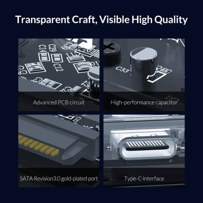 Transparentes 2,5-Zoll-10-Gbit / s-Festplattengehäuse der Serie mit Ständer – Bild 12