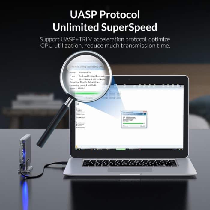 Transparentes 2,5-Zoll-10-Gbit / s-Festplattengehäuse der Serie mit Ständer – Bild 7